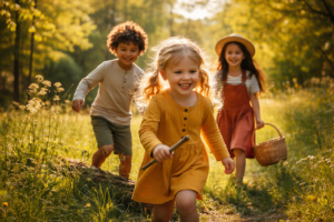 niños jugando en la naturaleza aprendizaje educación preescolar desarrollo infantil